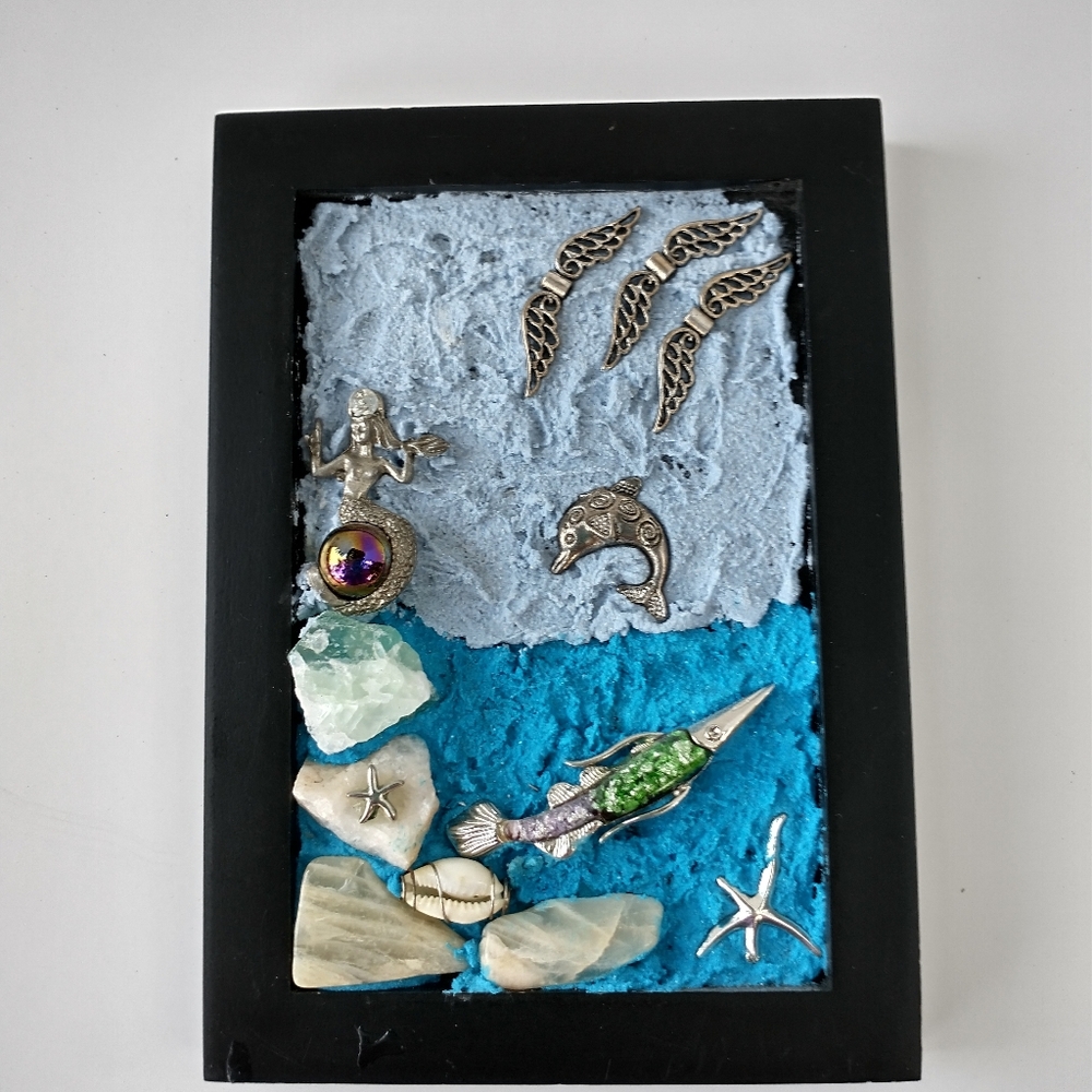 Mermaid wall art silver jewelry nautical dolphin